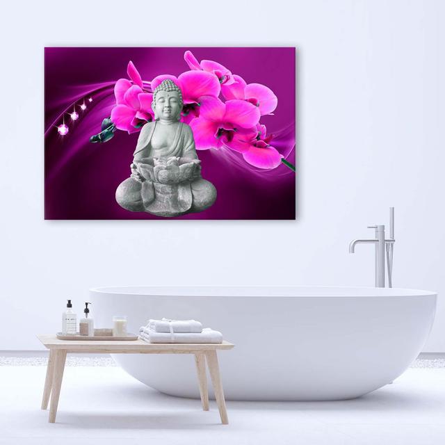 Canvas print, Buddha with green orchid Latitude Vive Colour: Purple on Productcaster.