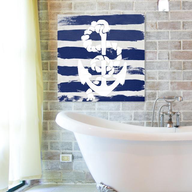 'Anchored to the Ocean Navy' Painting on Wrapped Canvas East Urban Home Size: 50.8 cm H x 50.8 cm W x 3.8 cm D on Productcaster.