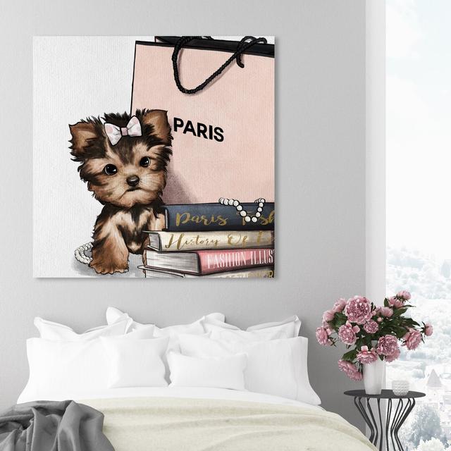 'Fashion Book Yorkie Glam' Graphic Art Print on Canvas Oliver Gal Size: 50.8 cm H x 50.8 cm W on Productcaster.