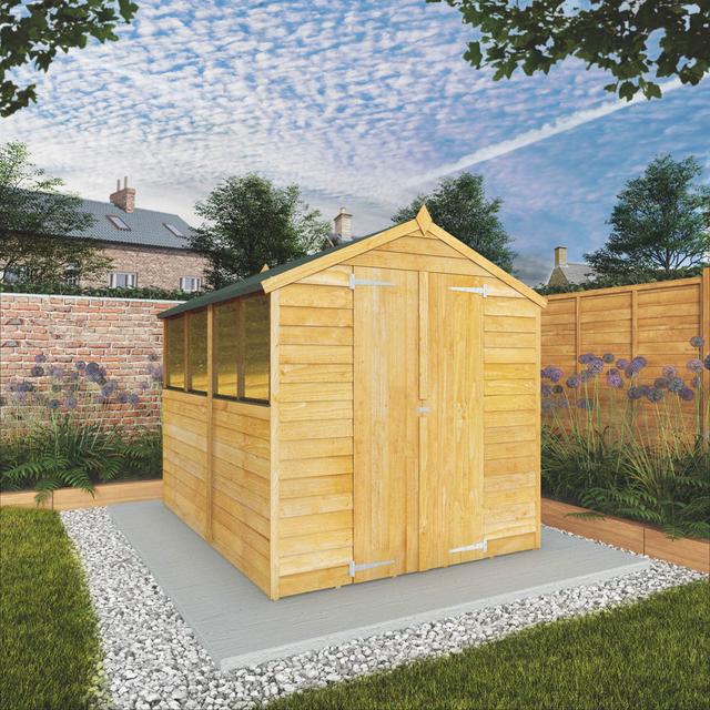 6 Ft. W x 8 Ft. D Manufactured Wood Overlap Apex Garden Shed Sol 27 Outdoor Installation Included: No on Productcaster.