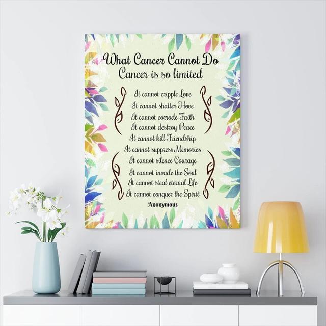 What Cancer Cannot Do - Wrapped Canvas Typography Blue Elephant Size: 36cm H x 28cm W x 2.5cm D on Productcaster.