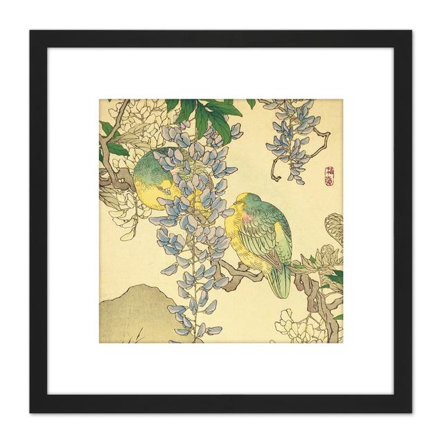 Bairei Kacho Gafu Spring Japanese Wisteria Whitebellied Green Pigeons by Kōno Bairei - Single Picture Frame Painting Brambly Cottage on Productcaster.