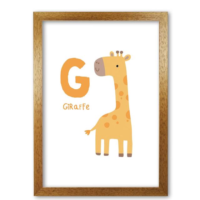 Alphabet Animals, G Is for Giraffe - Picture Frame Graphic Art Print on Paper East Urban Home Format: Honey Oak Frame, Size: 85 cm H x 60 cm W x 5 cm on Productcaster.