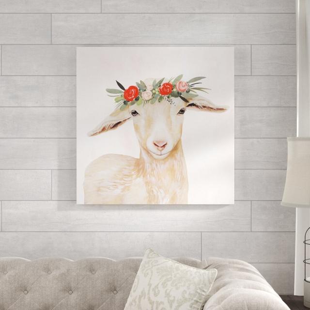 Garden Goat I by Victoria Borges - Wrapped Canvas Painting Print Brambly Cottage Size: 76cm H x 76cm W on Productcaster.