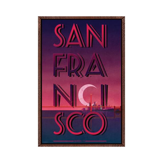 San Francisco - Graphic Art Print on Canvas Corrigan Studio Format: Classic Brown Wood Framed, Size: 101.6cm H x 66.04cm W x 3.81cm D on Productcaster.