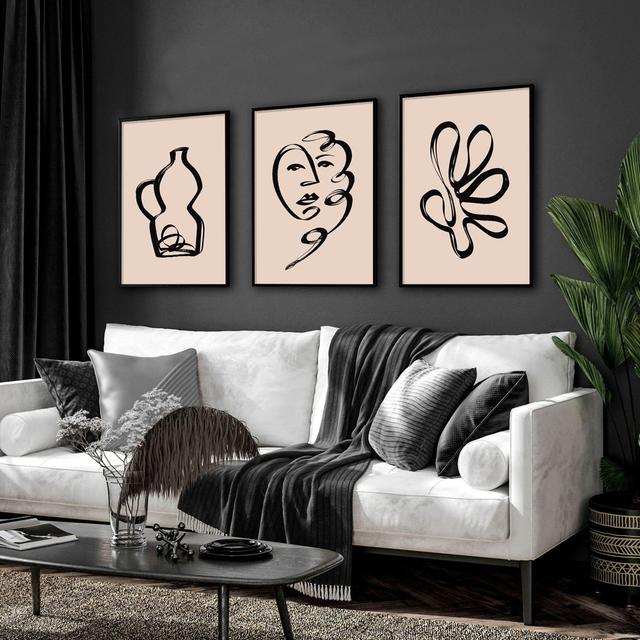 Inky Matisse Framed Print Set Ivy Bronx Frame Colour: Black Framed, Size: 29.7cm H x 63cm W x 10cm W on Productcaster.