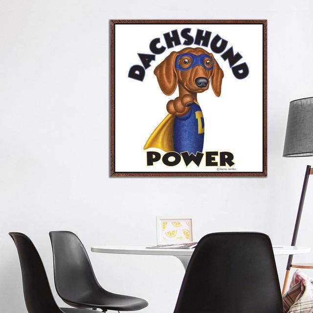 Dachshund Power Super Hero 1PC6 Happy Larry Format: Wood Framed, Size: 37" H x 37" W on Productcaster.