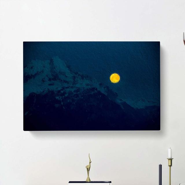 Yellow Moon Over The Mountain - Wrapped Canvas Painting East Urban Home Size: 50cm H x 76cm W x 3cm D on Productcaster.