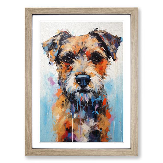 Border Terrier Expressionism No.2 - Single Picture Frame Art Prints on Wood Marlow Home Co. Format: Oak, Size: 46cm H x 34cm W x 2cm D on Productcaster.