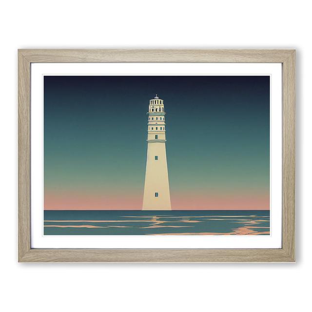 Lighthouse Deco Style - Picture Frame Graphic Art Breakwater Bay Size: 25cm H x 34cm W, Frame Colour: Grey on Productcaster.