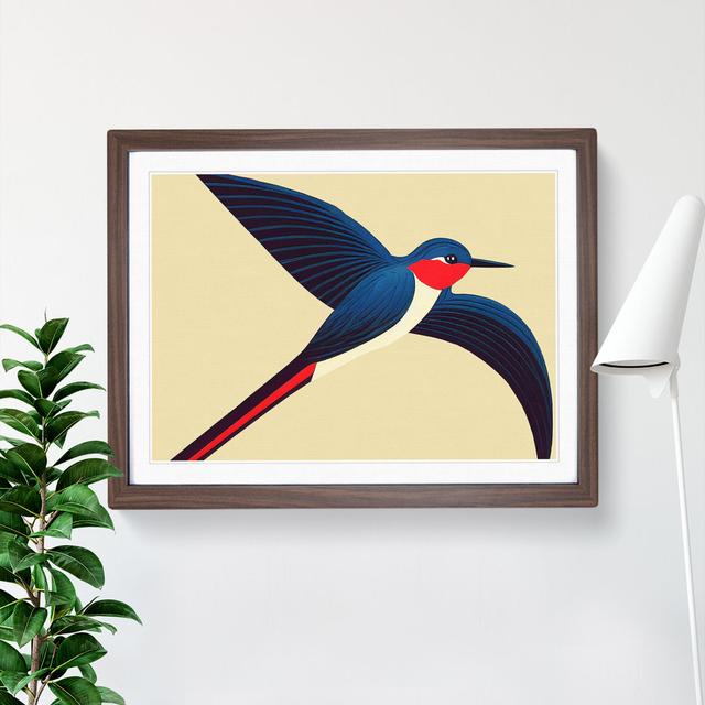 Impactful Swallow Bird Abstract - Single Picture Frame Print ClassicLiving Frame Colour: Walnut, Size: 34cm H x 46cm W x 2cm D on Productcaster.