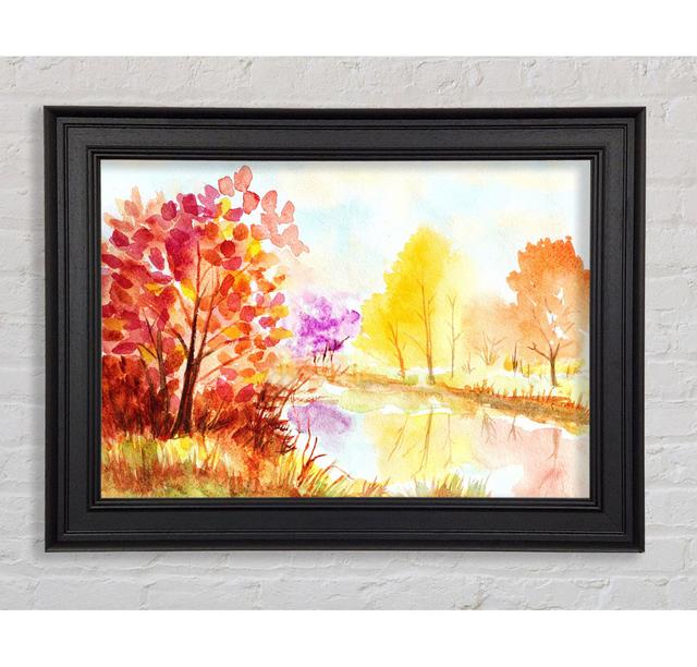 Autumn On The Lake - Single Picture Frame Art Prints Rosalind Wheeler Size: 42cm H x 59.7cm W x 8cm D on Productcaster.