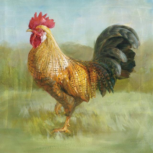 Noble Rooster II by Danhui Nai - Wrapped Canvas Painting August Grove Size: 76cm H x 76cm W x 3.8cm D on Productcaster.