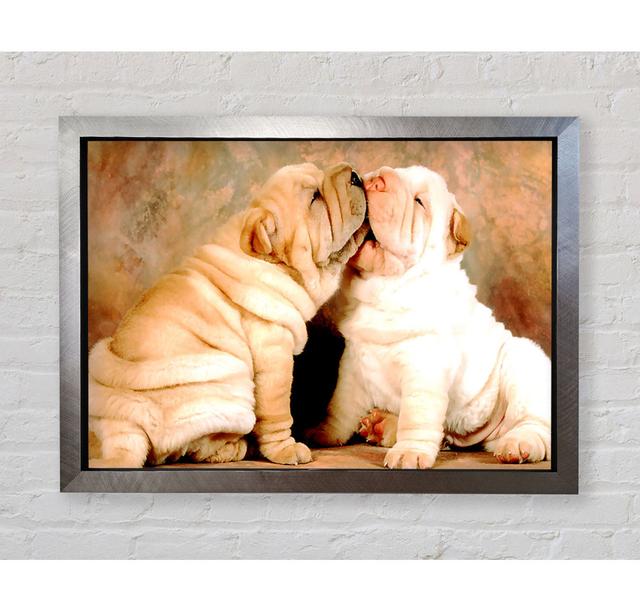 Shar Pei Puppies - Print Ebern Designs Size: 42cm H x 59.7cm W x 3.4cm D, Format: Gold Framed Paper on Productcaster.