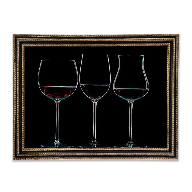 Gerahmter Kunstdruck Wine Glass Canora Grey Format: Schwarz Gold Gerahmtes Papier, Größe: 42cm H x 59,7cm B x 3cm T on Productcaster.