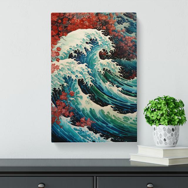 Wave Japanese Renaissance Art No.2 House of Hampton Size: 50cm H x 35cm W x 3cm D on Productcaster.