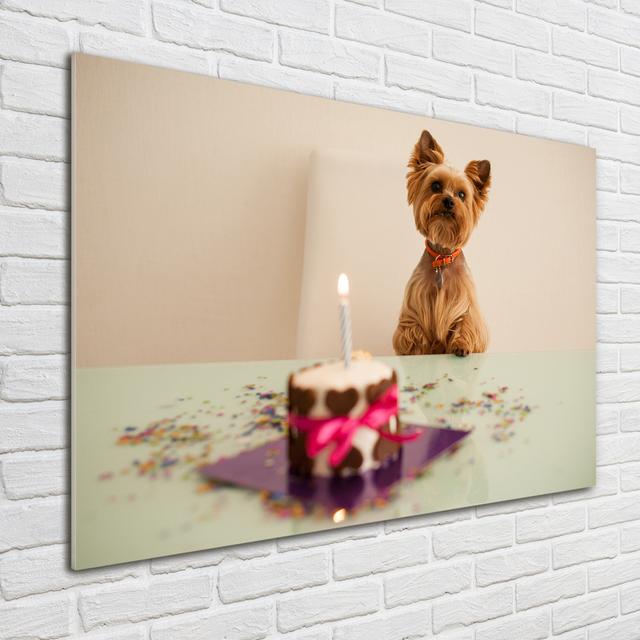 Dog With Cake - Unframed Art Prints on Glass Ebern Designs on Productcaster.