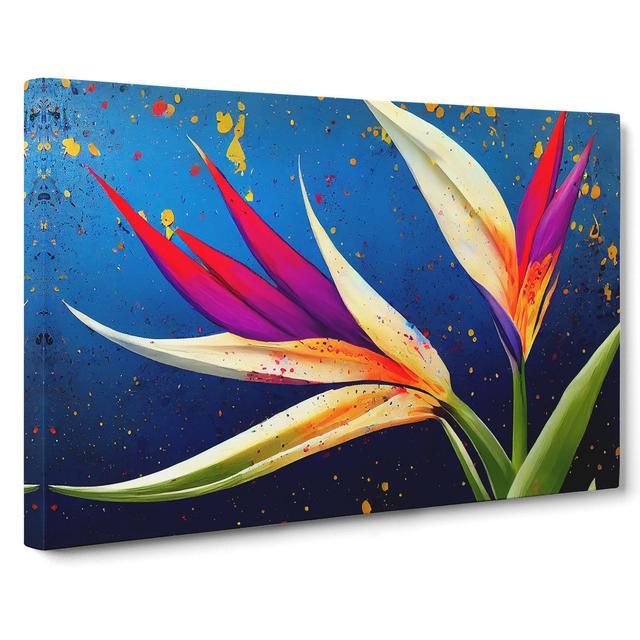 Bird of Paradise Flower Splash Vol.5 - Wrapped Canvas Painting Bay Isle Home Size: 50cm H x 76cm W x 3cm D on Productcaster.