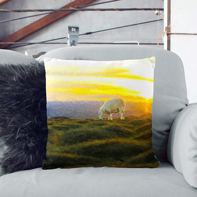 Grazing Sheep at Sunset Cushion with Filling East Urban Home Backing Colour: Black, Size: 55cm H x 55cm W x 20cm D on Productcaster.