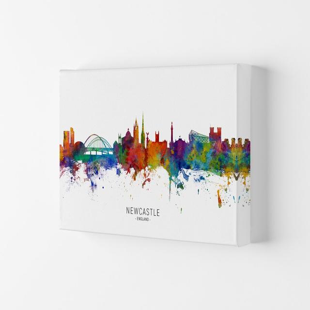 Newcastle England Skyline by Michael Tompsett - Graphic Art Print Ebern Designs Size: 29.7cm H x 42cm W x 4cm D, Format: Wrapped Canvas on Productcaster.