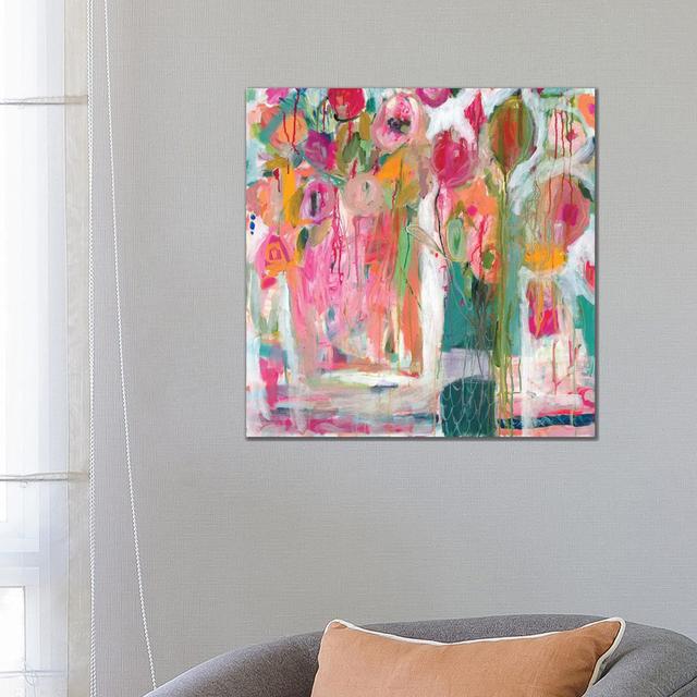 Pink Melody I by Carrie Schmitt - Wrapped Canvas Painting Brambly Cottage Size: 66.04cm H x 66.04cm W x 1.91cm D on Productcaster.