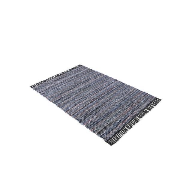 Runner Handgefertigter Teppich Aus Baumwolle In Schwarz Striped Hand Loomed Black Area Rug Carpetfine Rug Size: Runner 80 x 400cm on Productcaster.