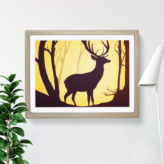 Glorious Stag Deer - Picture Frame Graphic Art Alpen Home Size: 25cm H x 34cm W x 2cm D, Frame Colour: Oak on Productcaster.