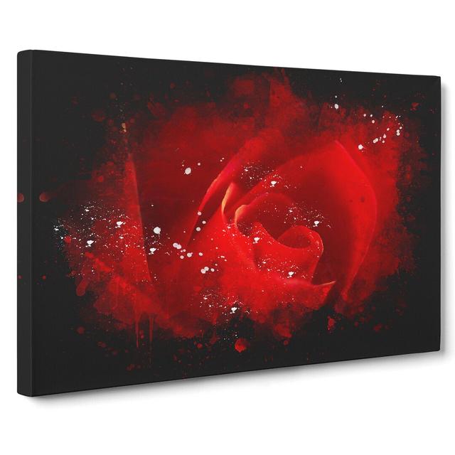 Red Rose Flower Vol.8 - Wrapped Canvas Graphic Art East Urban Home Size: 60cm H x 91cm W x 3cm D on Productcaster.