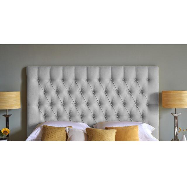 Carthy Upholstered Headboard 17 Stories Colour: Silver, Size: Double (4'6) on Productcaster.