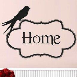 Home With Cute Bird Wall Sticker Brambly Cottage Size: Large, Colour: Beige on Productcaster.