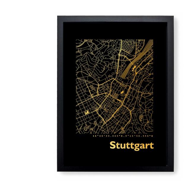 Stuttgart Map - Picture Frame Graphic Art Print on Paper Brayden Studio Size: 42.5cm H x 32.5cm W x 3.5cm D on Productcaster.