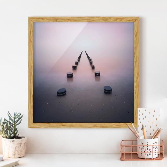 Picture With Frame - Zen On The Beach - Square 1:1 Highland Dunes Size: 70cm H x 70cm W x 2cm D, Frame Option: Brown Framed on Productcaster.