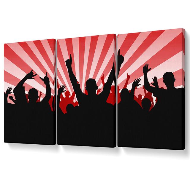 Red Rave - 3 Piece Wrapped Canvas Graphic Art Ebern Designs Size: 81.3cm H x 163cm W on Productcaster.