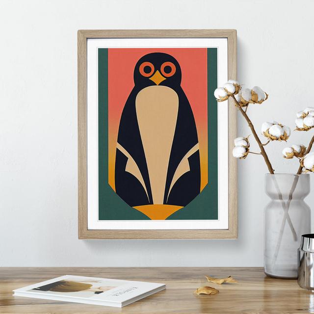 Penguin In Abstract No.5 George Oliver Format: Oak Framed Paper, Matte Colour: White, Size: 64cm H x 46cm W x 3cm D on Productcaster.