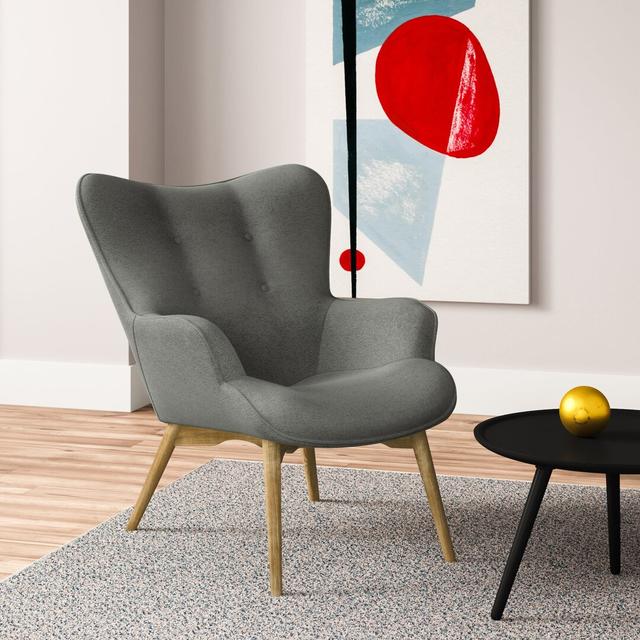 Rockwell Lounge Chair Hykkon Upholstery Colour: Dark Grey on Productcaster.