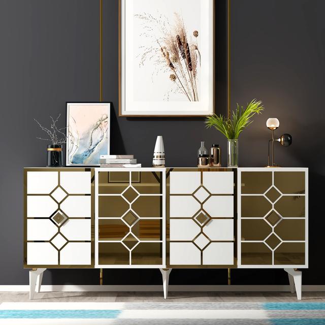 Oatley 150cm Console Table Fairmont Park Colour: White/Gold on Productcaster.