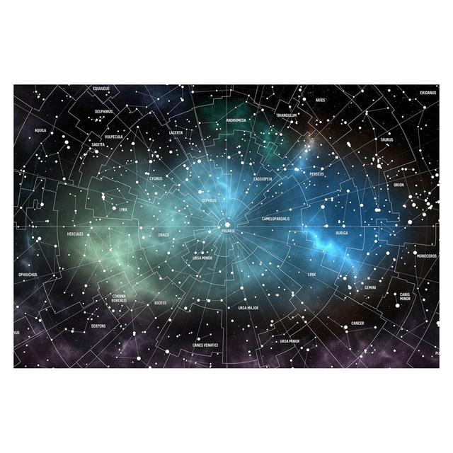 Constellation Map Galaxy Fog 2.25m x 3.36m Embossed Matte Peel & Stick Wall Mural East Urban Home on Productcaster.