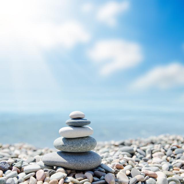 Zen-Like Stones On Beach Under Sun Highland Dunes Size: 91cm H x 91cm W x 3.8cm D on Productcaster.