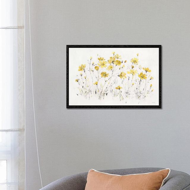 Wildflowers I Bright Yellow by Lisa Audit - Print on Canvas 17 Stories Size: 66.04cm H x 101.6cm W x 3.81cm D, Format: Black Framed on Productcaster.