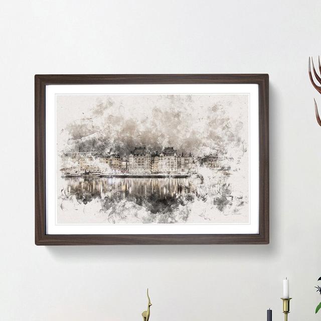 Reflection of Stockholm in Sweden - Picture Frame Painting Print East Urban Home Frame Option: Walnut Framed, Size: 24cm H x 33cm W x 2cm D on Productcaster.