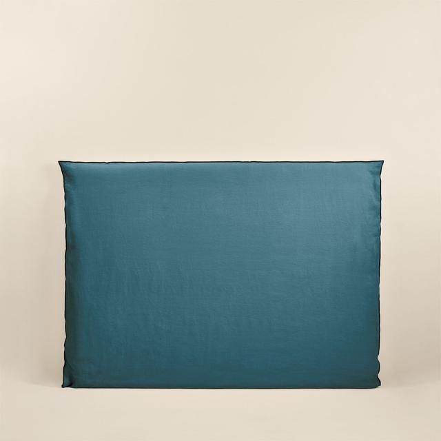 Carlina Linen 100% Zip Headboard Cover Madura Colour: Blue-Green, Size: 134cm H x 190cm W on Productcaster.