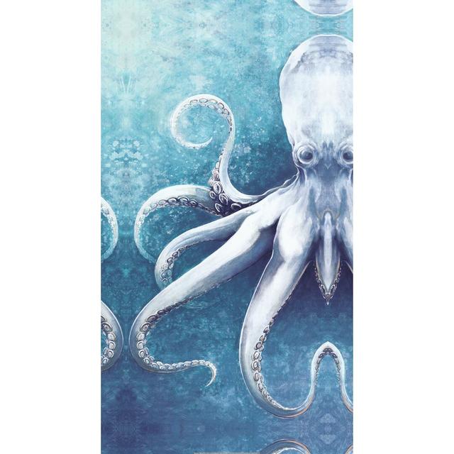 Half Blue Octopus - Wrapped Canvas Painting Print Highland Dunes Size: 122cm H x 81cm W x 3.8cm D on Productcaster.