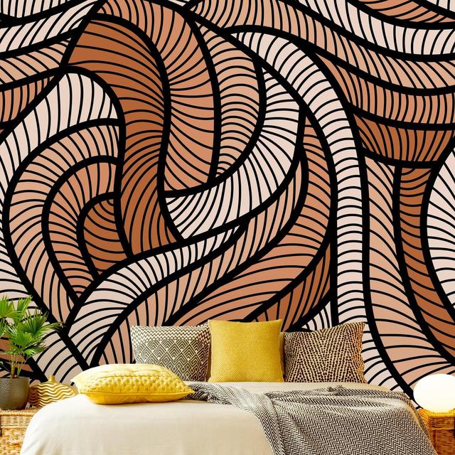 Woodcut in Brown 3.36m x 3.36m Textured Matte Peel & Stick Wall Mural East Urban Home on Productcaster.