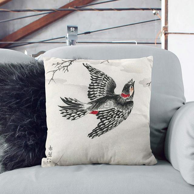 Great Spotted Woodpecker by Numata Kashu Cushion with Filling East Urban Home Size: 55cm H x 55cm W x 20cm D, Backing Colour: Black on Productcaster.