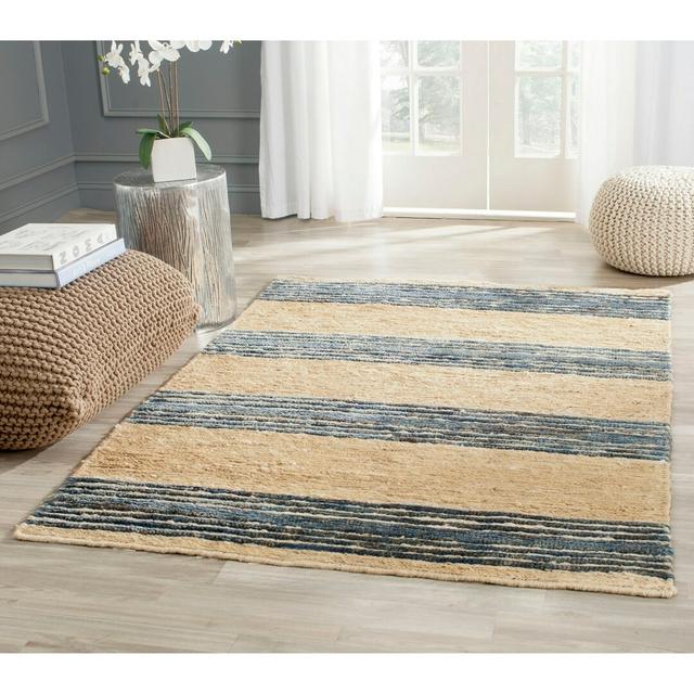 Cutter Hand Knotted Brown/Blue/Beige Rug Highland Dunes Rug Size: Rectangle 182 x 274cm on Productcaster.