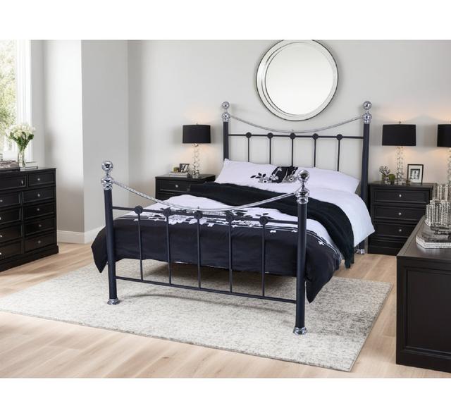 Bed Frame ClassicLiving Colour: Black/Chrome, Size: Kingsize (5') on Productcaster.