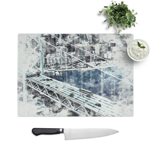 Tempered Glass San Francisco Oakland Bay Bridge Abstract Chopping Board East Urban Home Size: 20 cm x 28.5 cm on Productcaster.