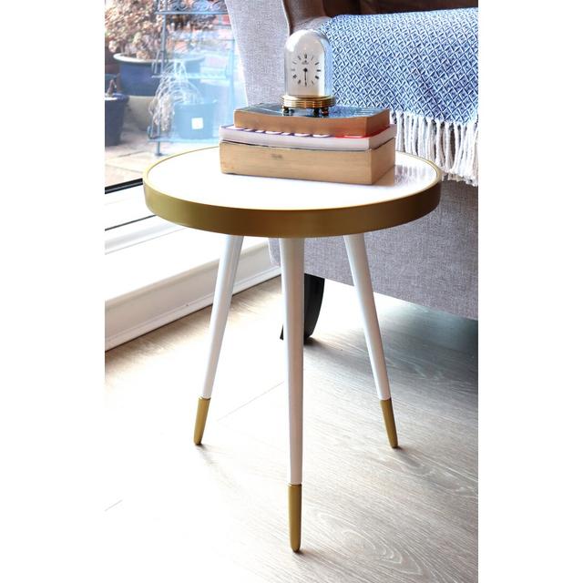 Judi Marble Side Table Fairmont Park Colour: White/Cream on Productcaster.