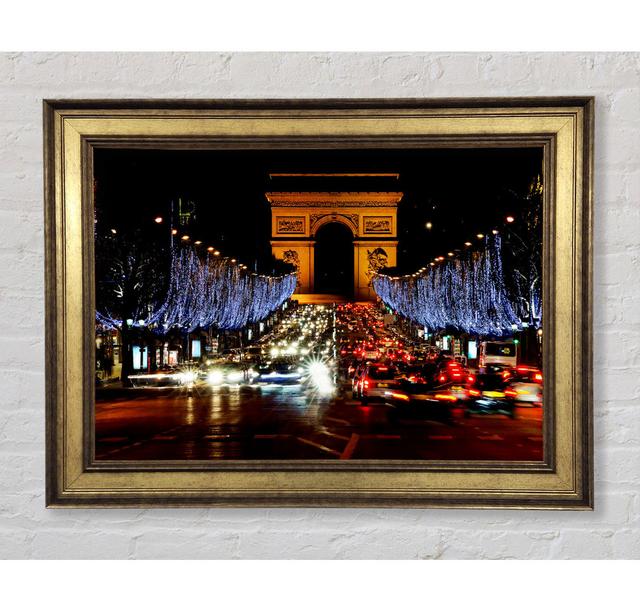 Paris Arc De Triomphe Night Lights - Single Picture Frame Art Prints Bright Star Size: 42cm H x 59.7cm W x 8cm D on Productcaster.