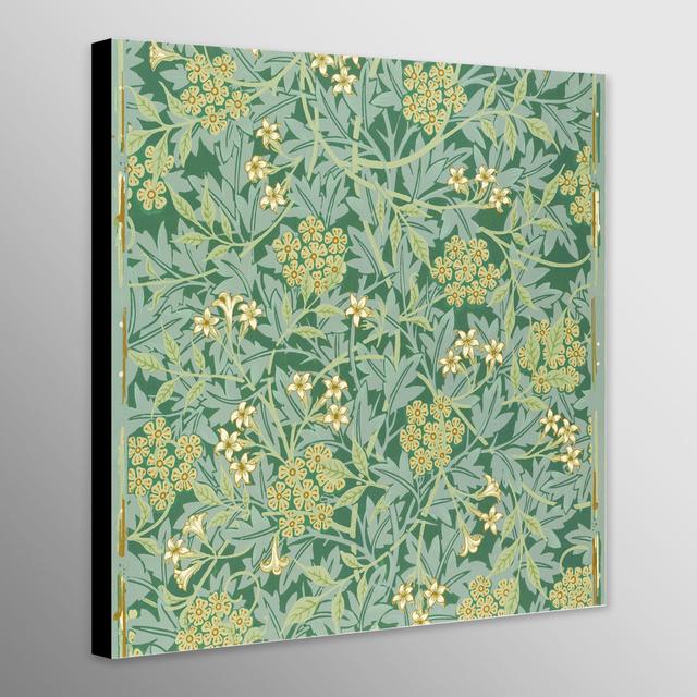 Jasmin - Green Pattern by William Morris - Wrapped Canvas Print Rosalind Wheeler Size: 61cm H x 61cm W on Productcaster.